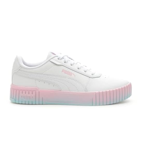 PUMA Girls´ Carina Low Top Leather Platform Sneaker, White-Pearl Pink, US Big Kid 5.5 349858593