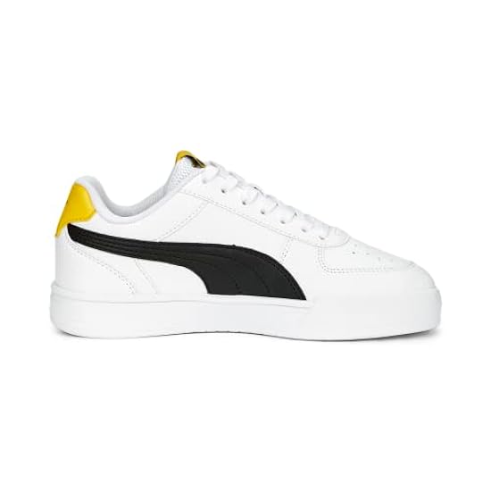 PUMA Unisex Caven Low Top Classic Sneaker, White-Black-Yellow, US Big Kid 5 384210632