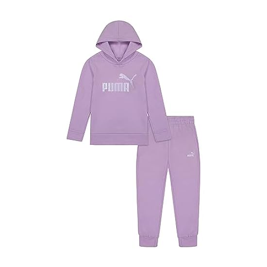 PUMA Girls´ Logo Fleece Hoodie & Jogger Set, Light Lavender, 4 061535362
