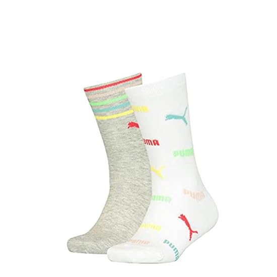 PUMA Children´s Over-Print Socks Confezione da 2 Calzini con Logo Bambini (Pacco da 2) Unisex-Bimbi 312715231