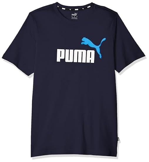PUMA Ess+ 2 col Logo Tee Maglietta, Blu, L Unisex-Adult