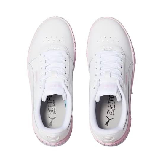 PUMA Girls´ Carina Low Top Leather Platform Sneaker, White-Pearl Pink, US Big Kid 6 704161706