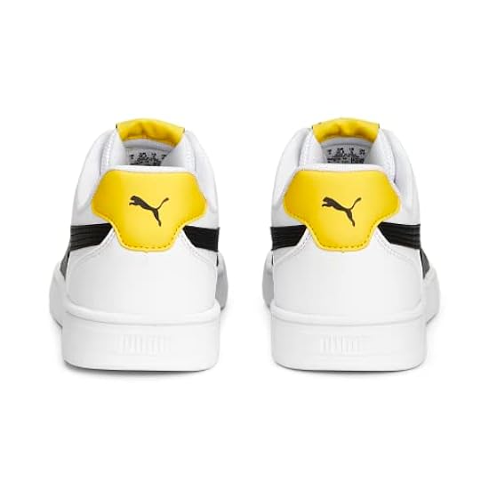 PUMA Unisex Caven Low Top Classic Sneaker, White-Black-Yellow, US Big Kid 5.5 619044361