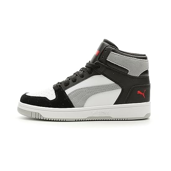 PUMA Rebound Sneaker, Black-Flat Light Gray White, 7 US
