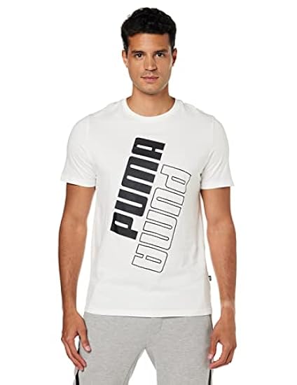 PUMA Logo Power Tee T Shirt, Bianco White, L Uomo 38093