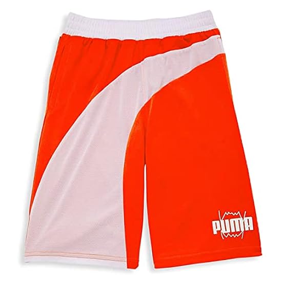 PUMA Youth Boys 8-20 Clyde Mesh Basketball Short (Orange, Large) 448514614