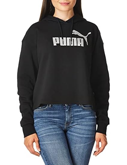 PUMA Essentials+ Cropped Metallic Logo Fleece Hoodie Felpa con Cappuccio Uomo 010920590