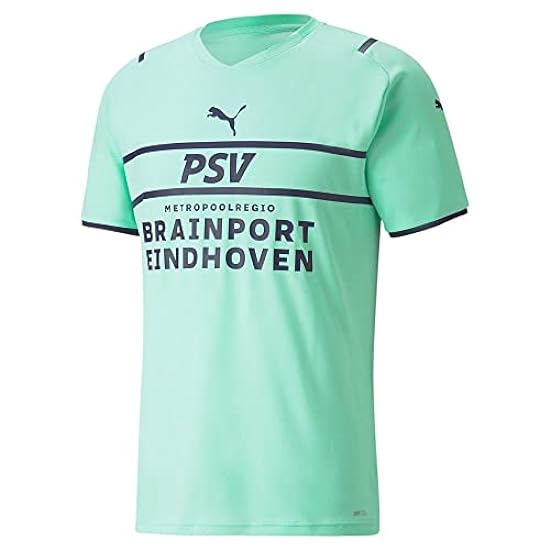 PUMA Mens PSV Eindhoven V collo manica corta 21-22 Athletic Casual Top - Verde 494091340