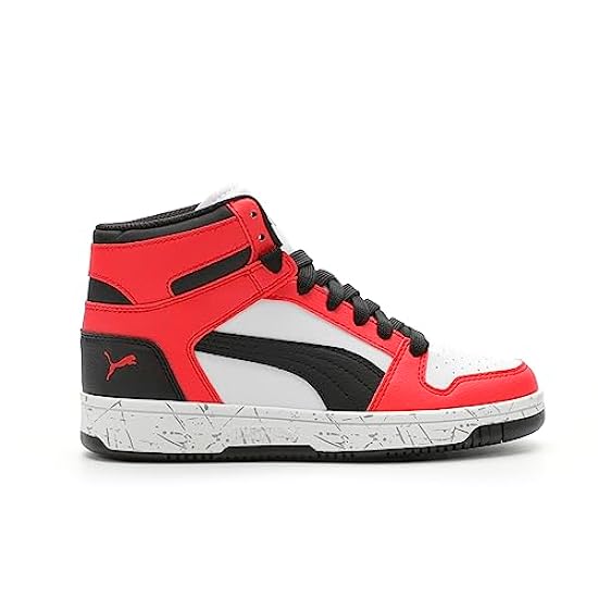 PUMA Rebound Layup Sneaker, Scratch White Black-for All Time Red, 4.5 US Unisex Big Kid 349649199